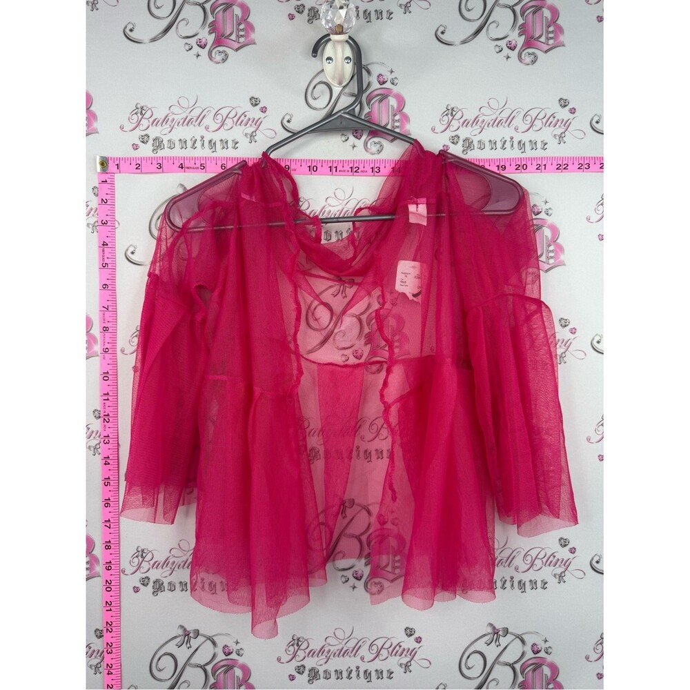 Sheer Hot Pink Mesh Shrug - Women Intimates & Sleepwear